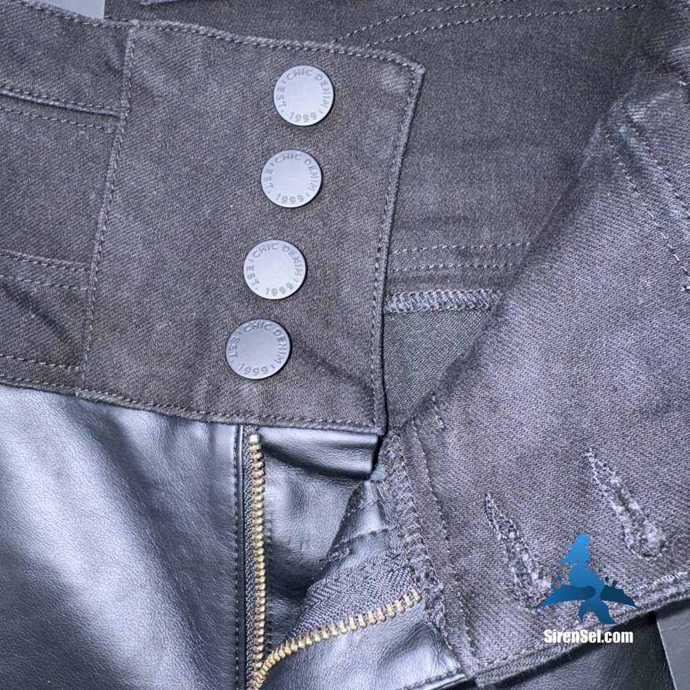 1225 NWT Chic Denim Skylar Corset Skinny Jeans Faux Leather Hybrid - 16S - Black - Picture 15 of 16